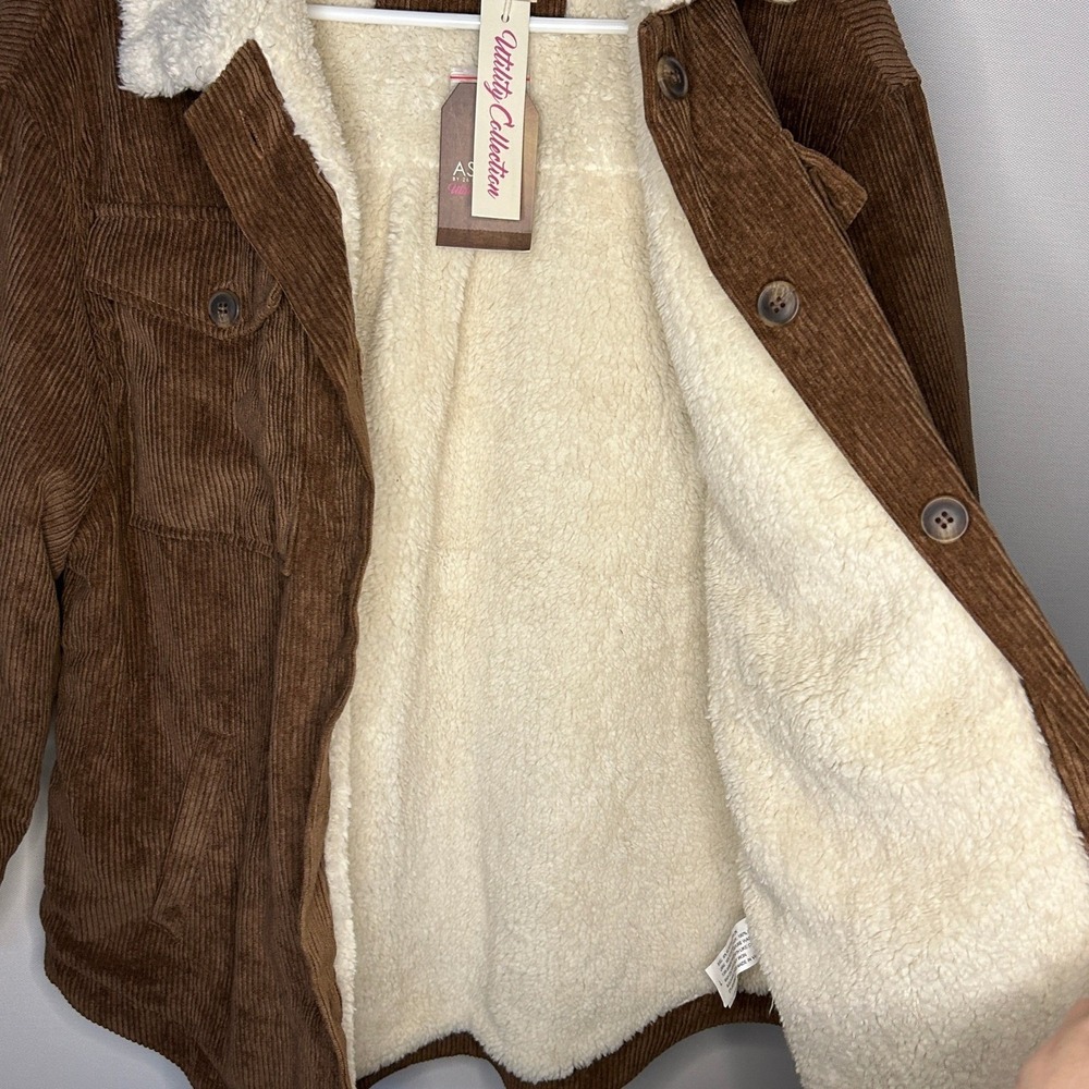 Ashley by 26 International Corduroy Sherpa Lined Jacket Brown L NWT Streetwear - Picture 8 of 10